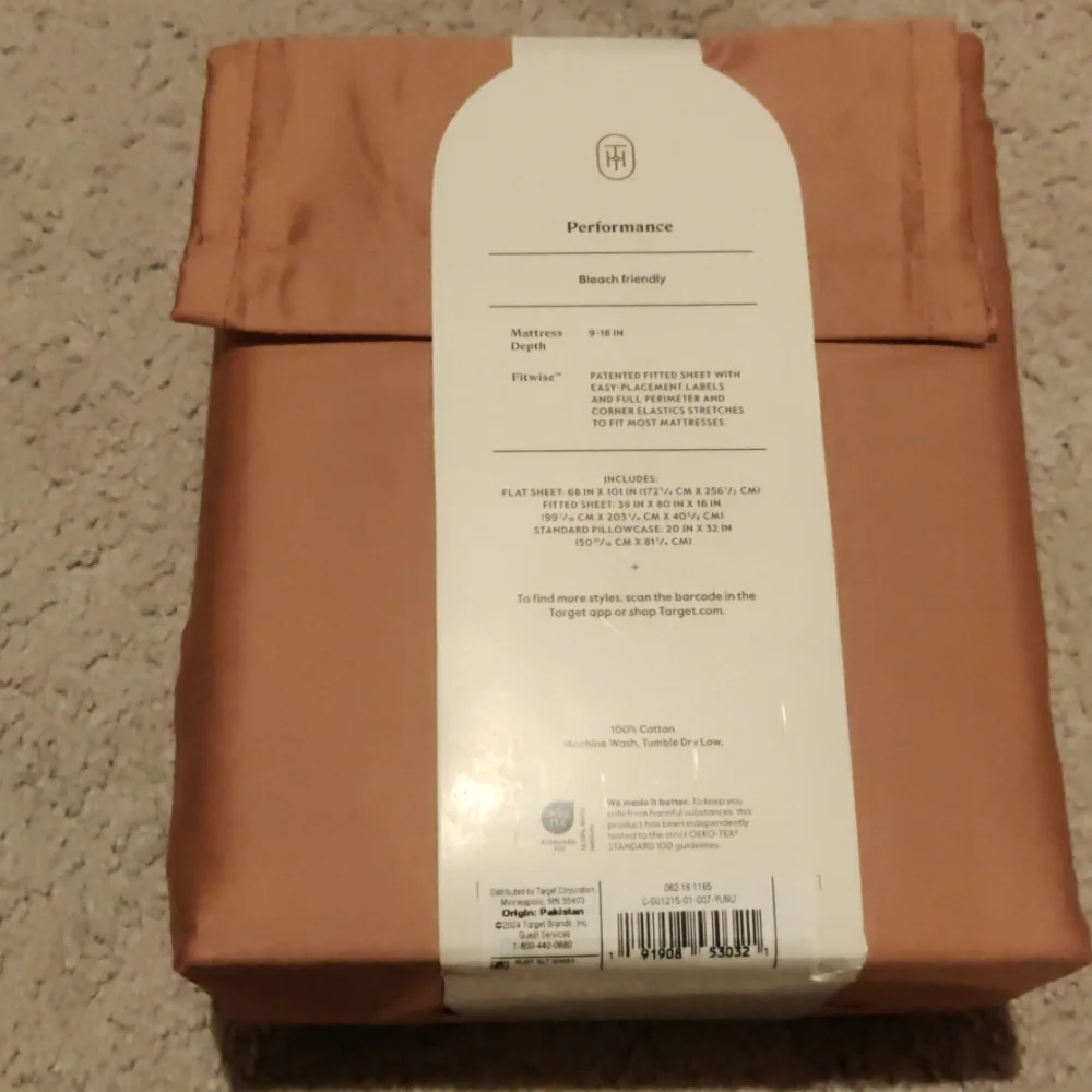 New!Threshold Twin/XL Twin Performance sheet set Rust smooth weave sateen Y2K